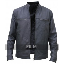 Grey Stylish Leather Blouson Jacket